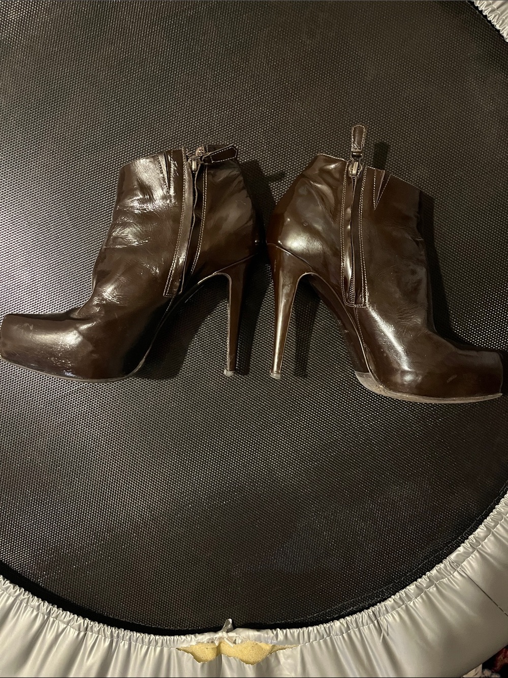 Nando Muzi Dark Brown Patent Leather Stiletto Ankle Boots